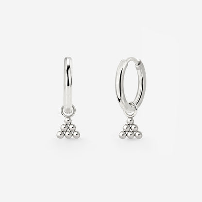 Tiny Beads Hoop Set Small Argento