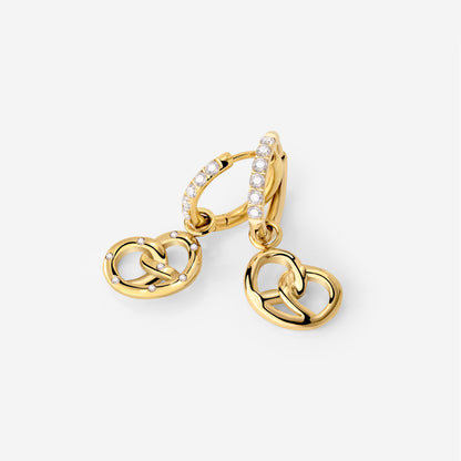 Bedazzled Pretzel Glimmer Hoop Set Small Oro