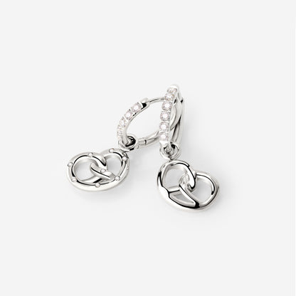 Bedazzled Pretzel Glimmer Hoop Set Small Argento