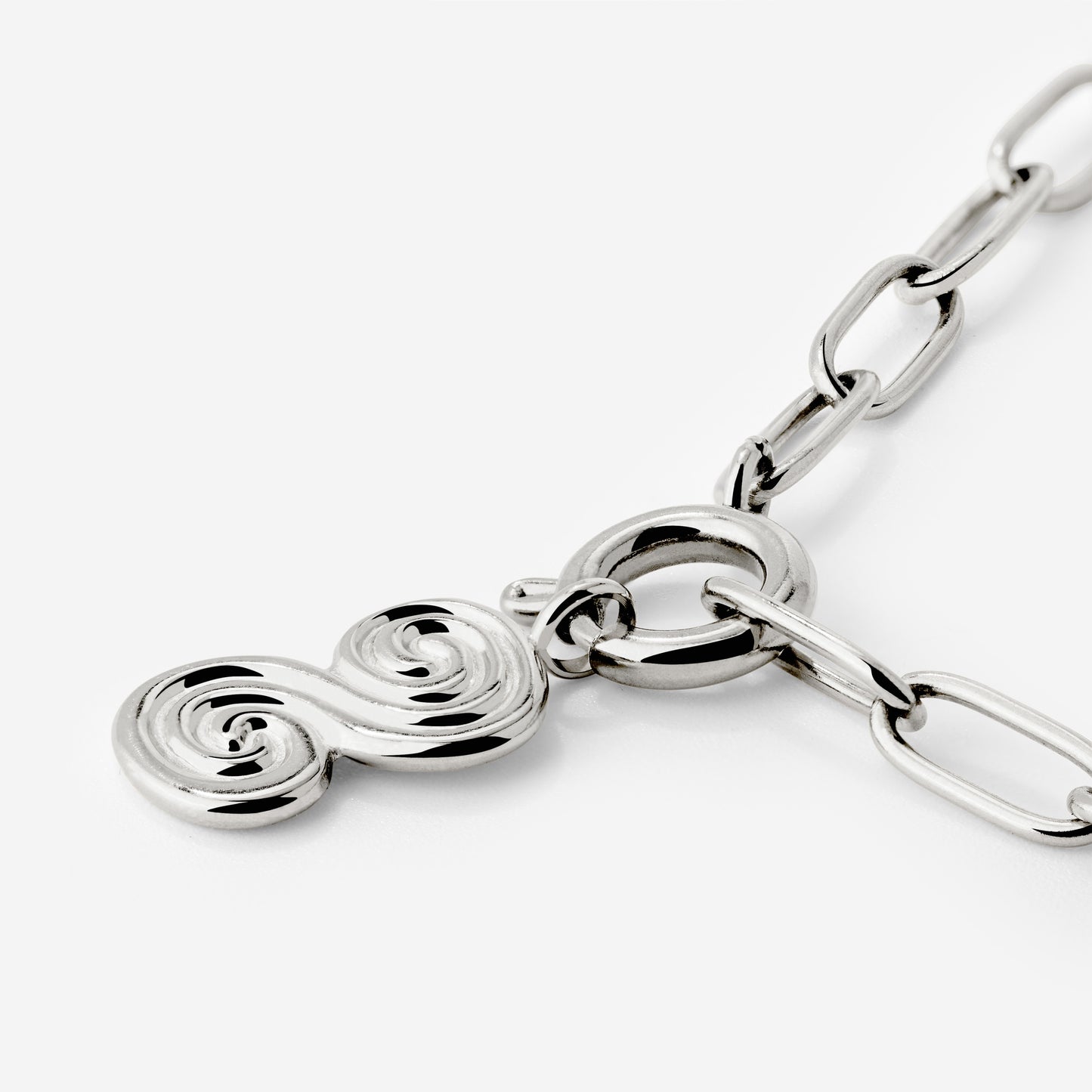Serpent's Whisper Oval Links Collana Set Argento