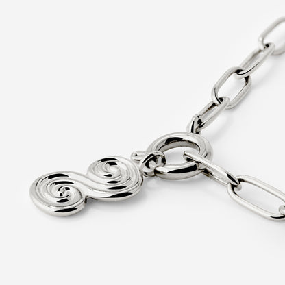 Serpent's Whisper Oval Links Collana Set Argento