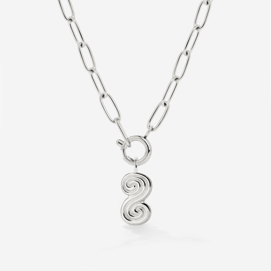 Serpent's Whisper Oval Links Collana Set Argento