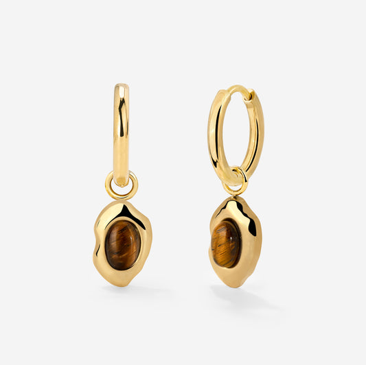 Tiger's Eye Hoop Set Small Oro