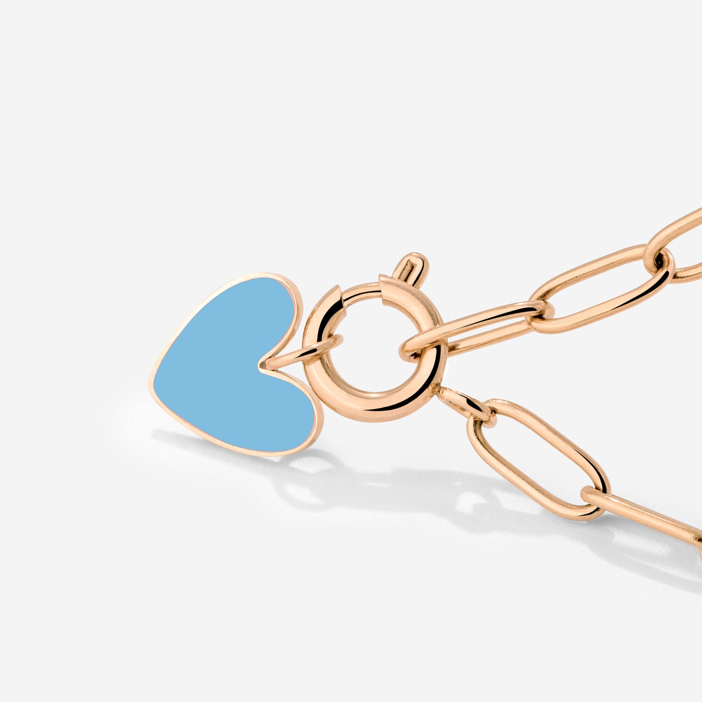 Blue Heart Oval Links Collana Set Oro Rosa
