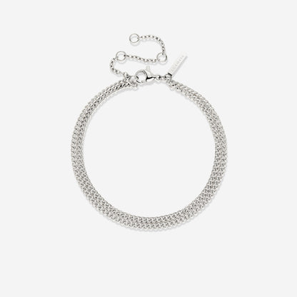 Curb Chain Double Bracciale Argento