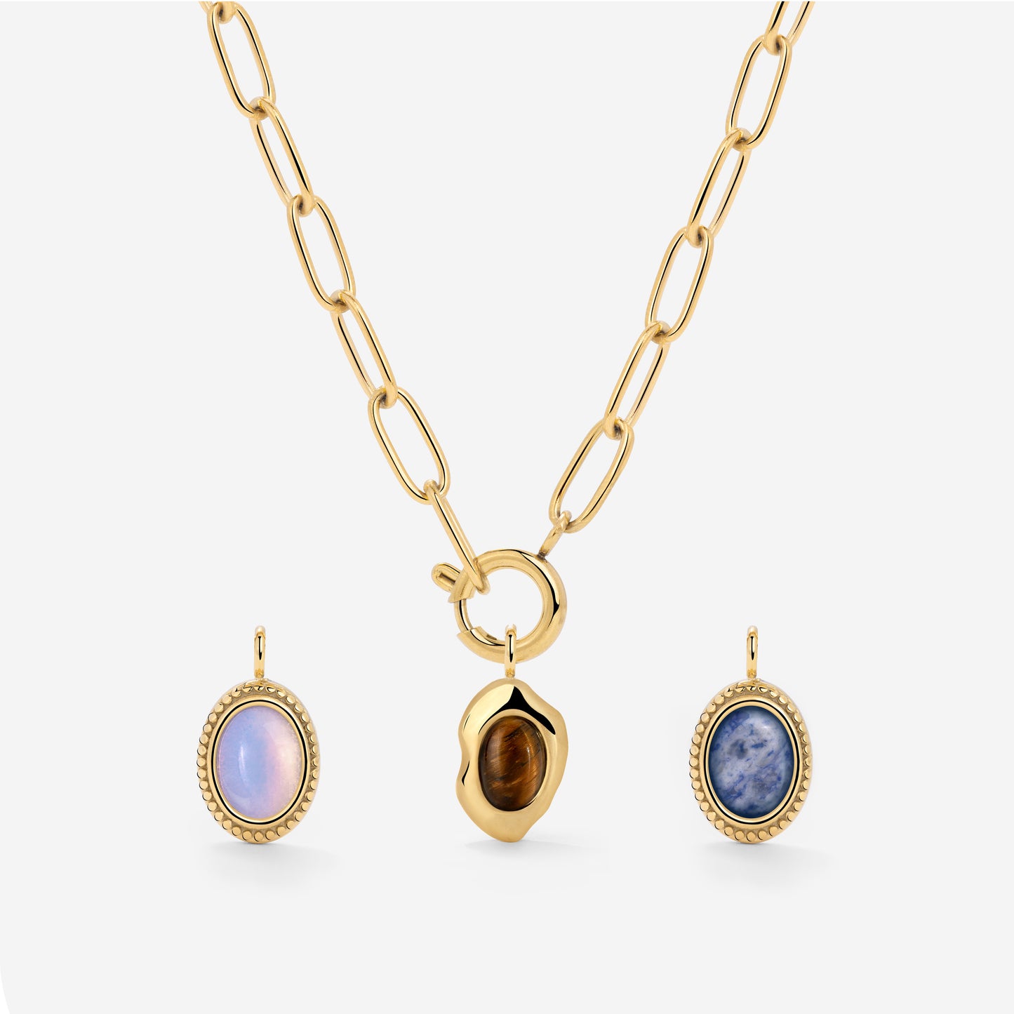 Oval Links Charm Collana Set