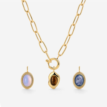 Oval Links Charm Collana Set