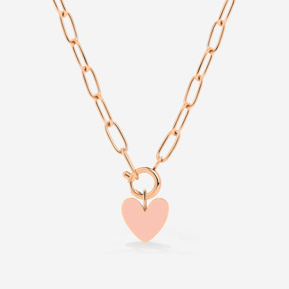 Pink Heart Oval Links Collana Set Oro Rosa
