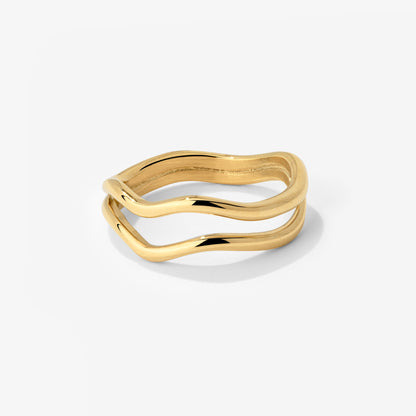 Double Wave Ring Gold