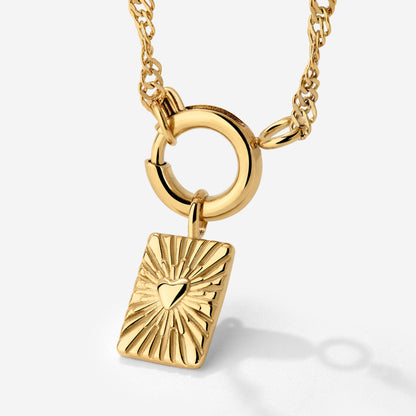 Glowing Heart Singapore Chain Necklace Set Gold