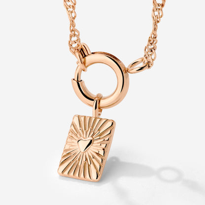 Glowing Heart Singapore Chain Necklace Set Roségold