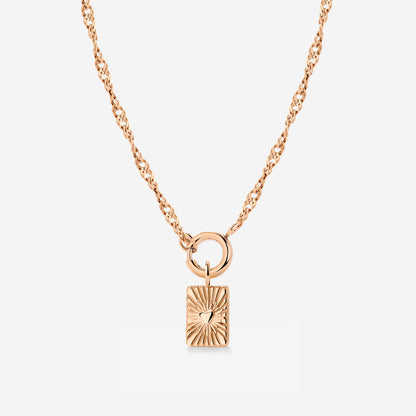 Glowing Heart Singapore Chain Necklace Set Roségold