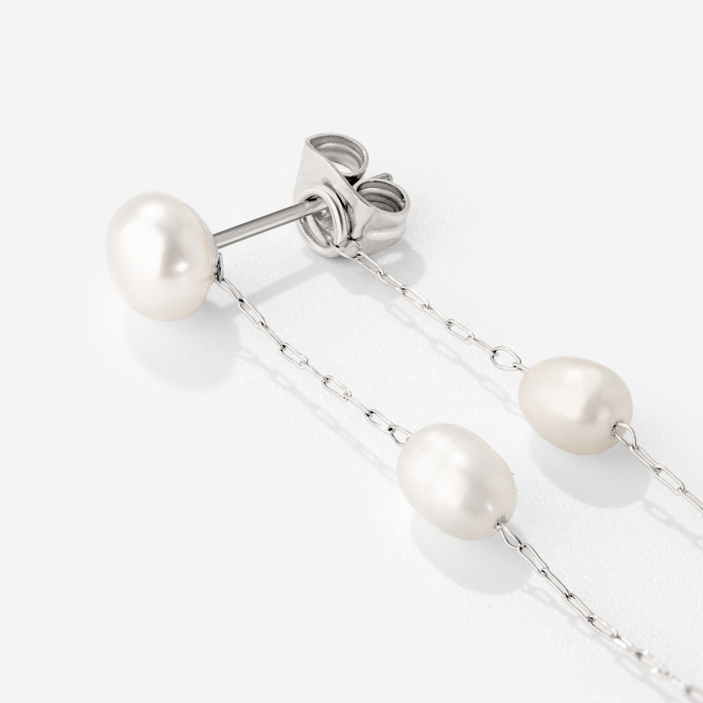 Jules Unique Pearl Fall Studs Argento