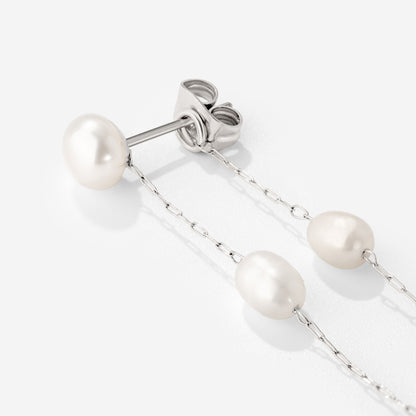 Jules Unique Pearl Fall Studs Argento