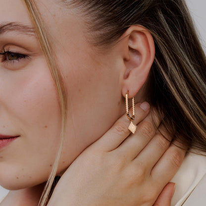 Rombo Oval Twisted Hoops Small Oro Rosa