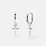 Saints Cross Hoop Set Small Argento