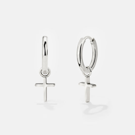 Saints Cross Hoop Set Small Silber