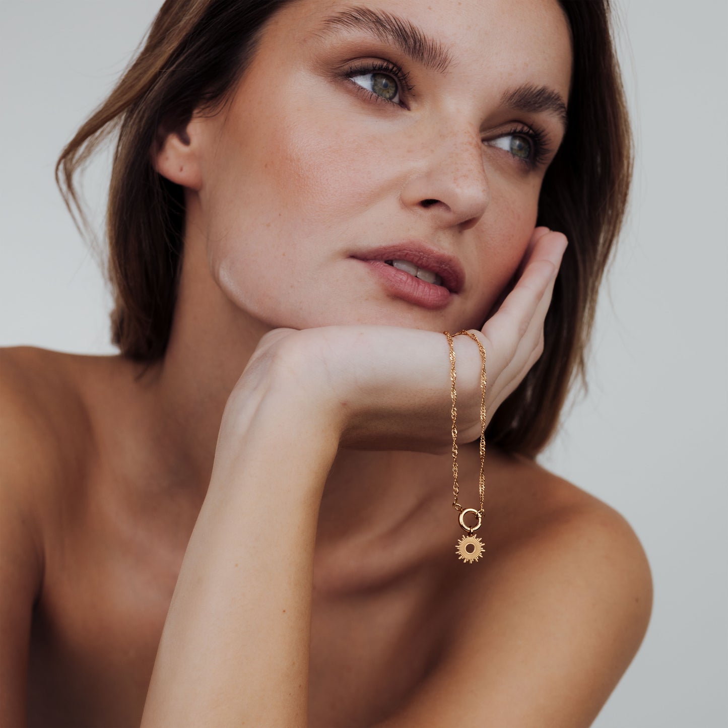 Sun Ray Singapore Chain Necklace Set Roségold