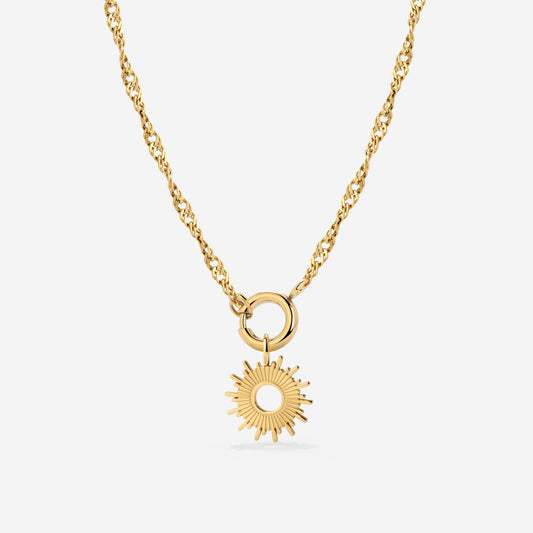 Sun Ray Singapore Chain Necklace Set Gold