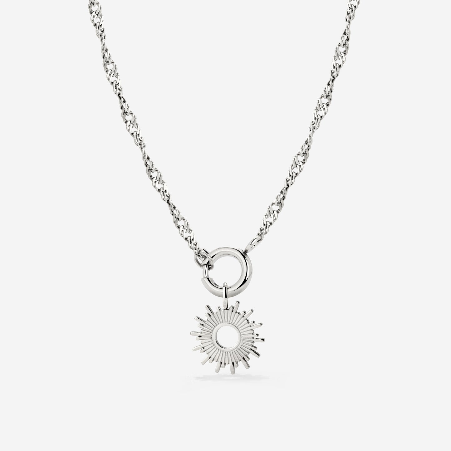 Sun Ray Singapore Chain Necklace Set Silber