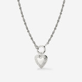 Vintage Heart Rope Chain Collana Set Argento
