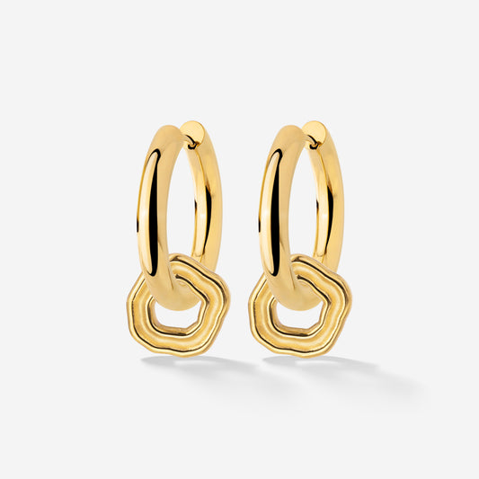 Chunky Coastal Charm Hoop Set Medium Oro