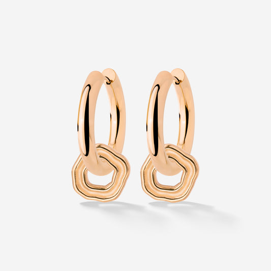 Chunky Coastal Charm Hoop Set Medium Oro Rosa