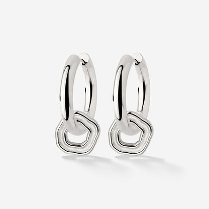 Chunky Coastal Charm Hoop Set Medium Argento