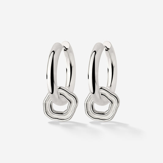 Chunky Coastal Charm Hoop Set Medium Argento