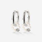 Chunky Flora Pearl Hoop Set Medium Argento