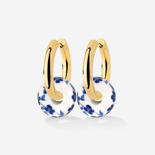 Chunky Flower Tile Hoop Set Medium Oro