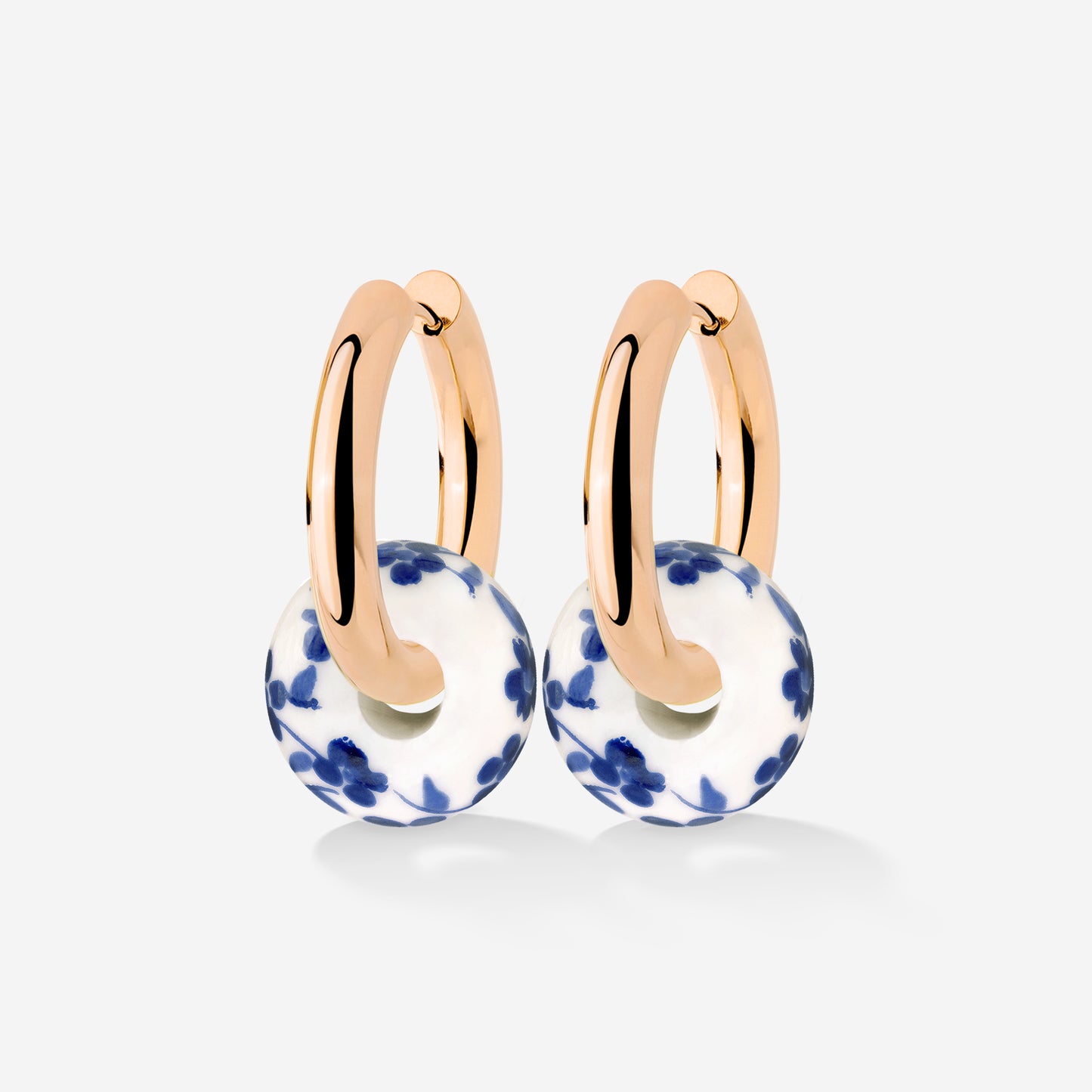 Chunky Flower Tile Hoop Set Medium Oro Rosa