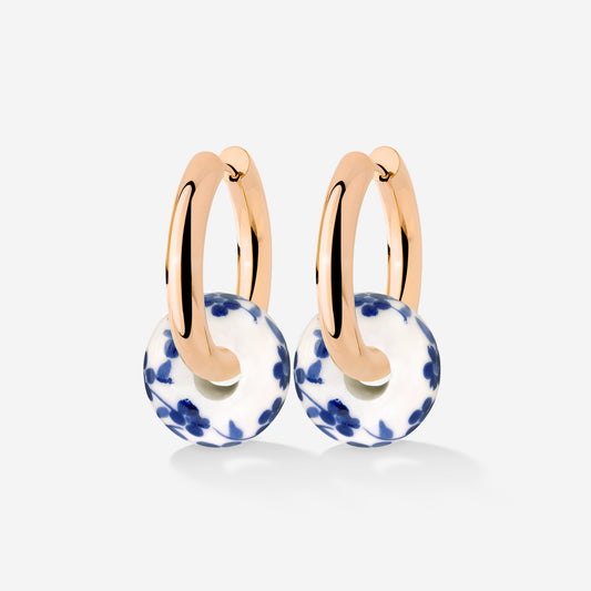 Chunky Flower Tile Hoop Set Medium Oro Rosa