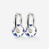 Chunky Flower Tile Hoop Set Medium Argento