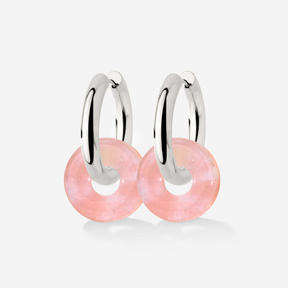 Chunky Peachy Donut Hoop Set Medium Argento