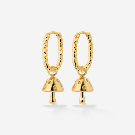 Cute Mushroom Twisted Oval Hoop Set Baby Oro