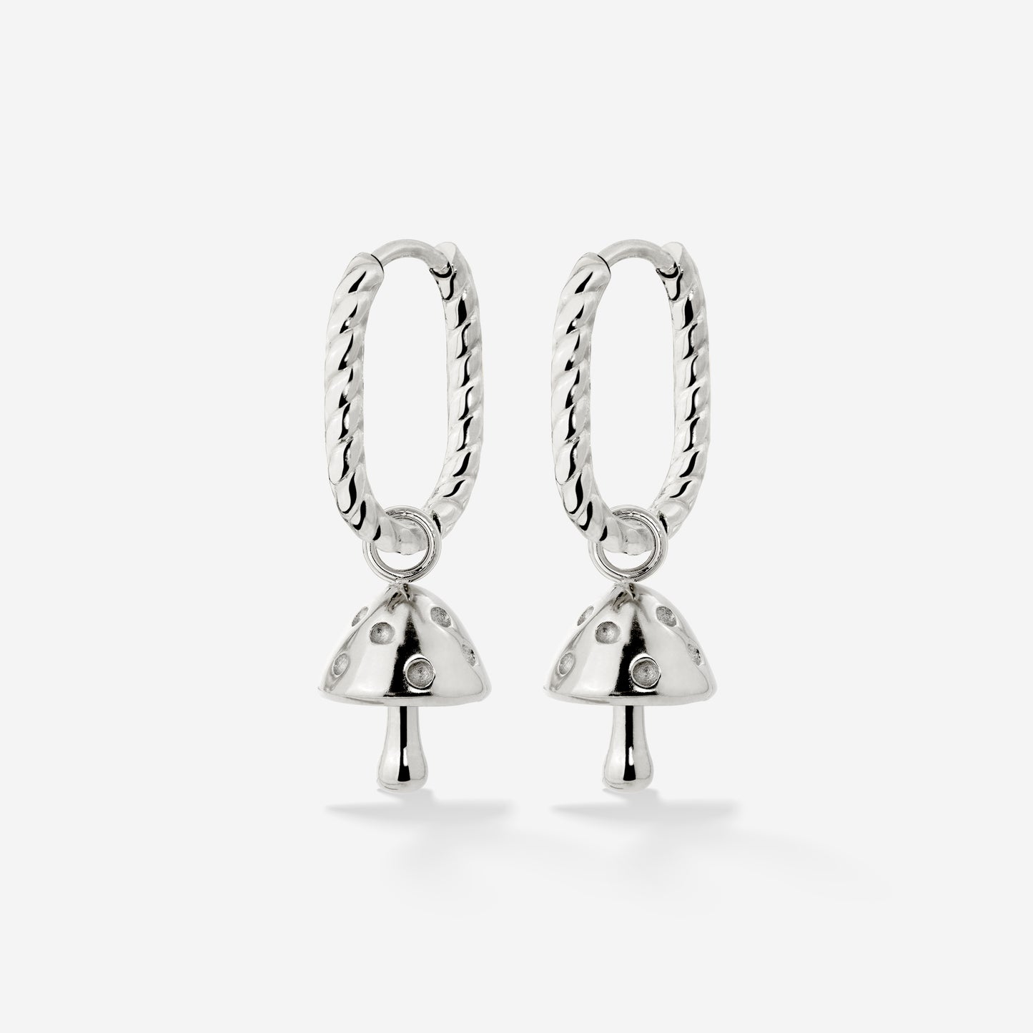 Cute Mushroom Twisted Oval Hoop Set Baby Argento