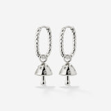 Cute Mushroom Twisted Oval Hoop Set Baby Argento