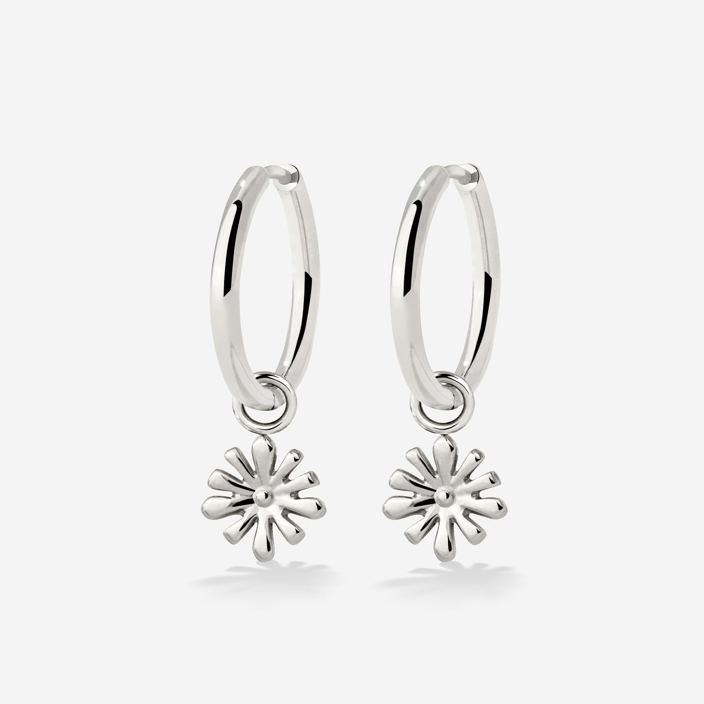 Flowery Hoop Set Medium Argento