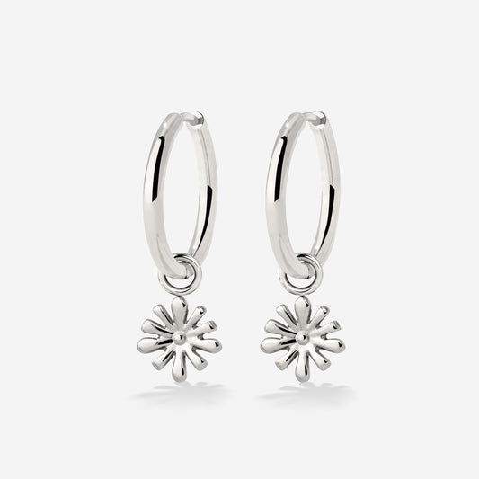 Flowery Hoop Set Medium Argento