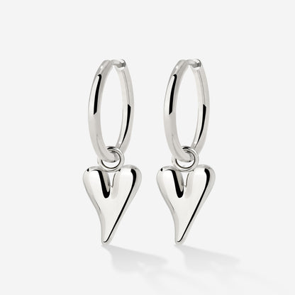 Flowy Heart Hoop Set Medium Argento