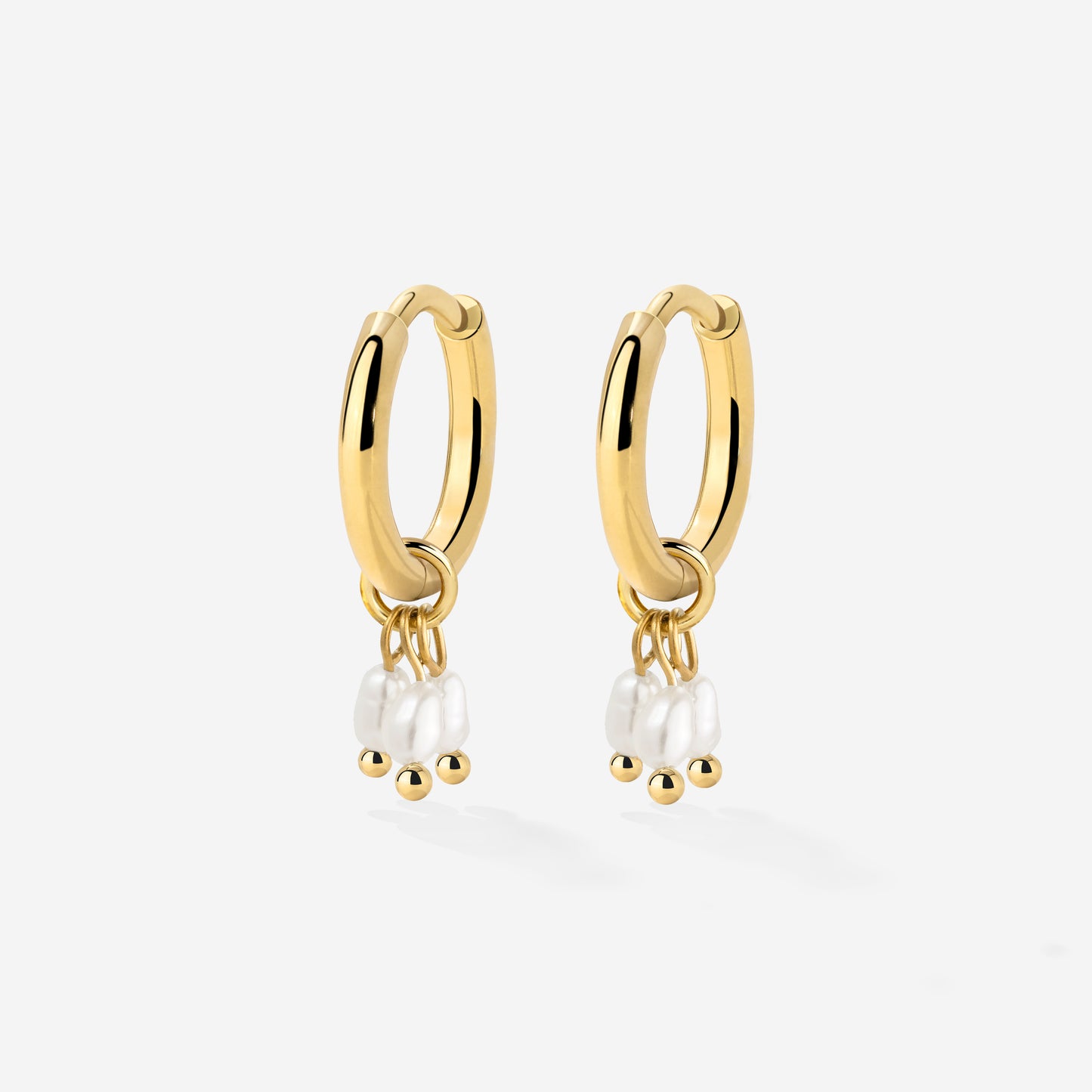 Tres Perlas Hoop Set Oro