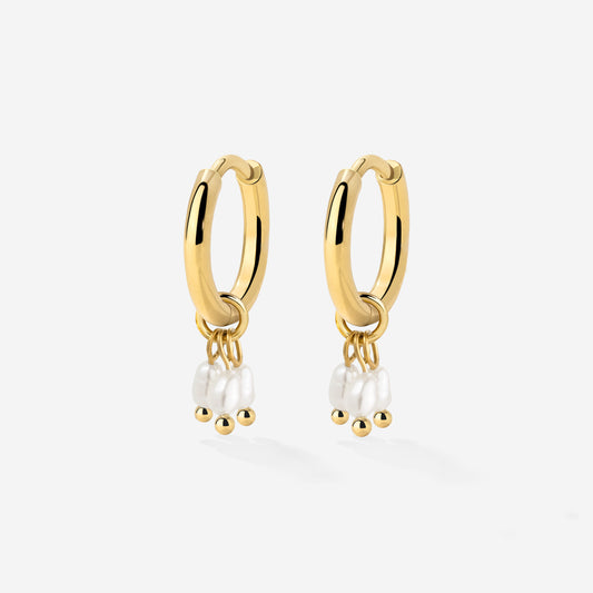 Tres Perlas Hoop Set Oro