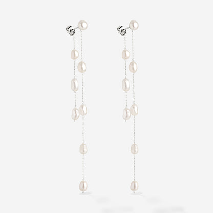 Jules Unique Pearl Fall Studs Argento