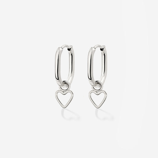 Light Heart Oval Hoopies Argento