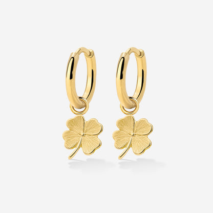 Lucky Clover Hoop Set Small Oro