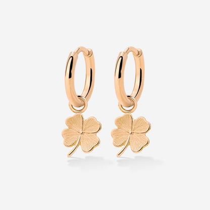 Lucky Clover Hoop Set Small Oro Rosa