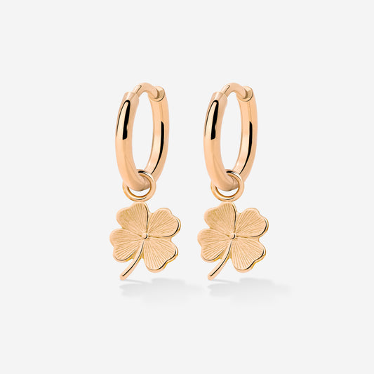 Lucky Clover Hoop Set Small Oro Rosa