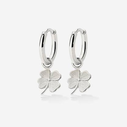 Lucky Clover Hoop Set Small Argento