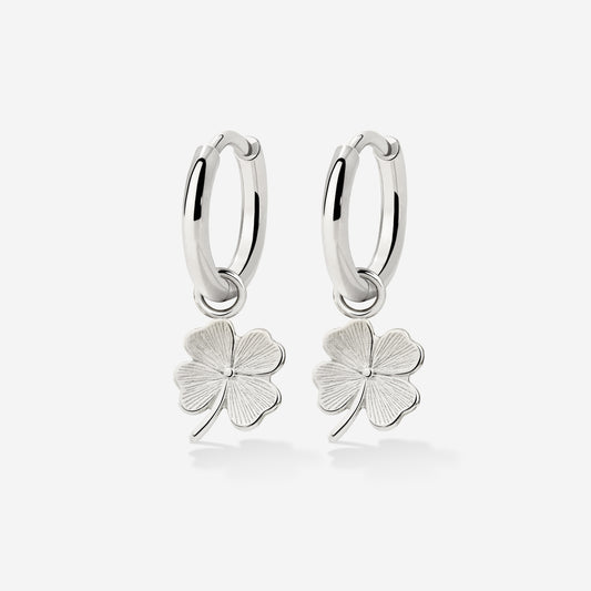 Lucky Clover Hoop Set Small Argento